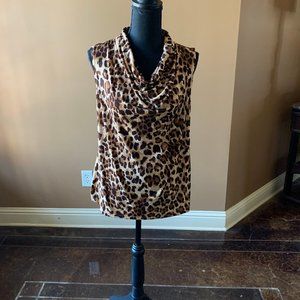 Sleeveless Cheetah Cow Neck Top